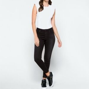 Just USA Rhea Mid Rise Exposed Button Fly Skinny Jeans